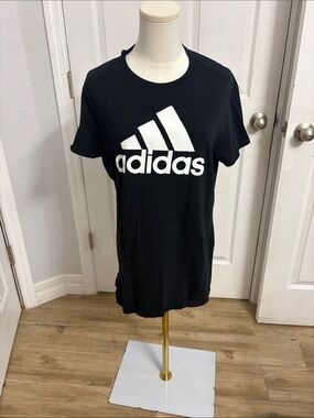 adidas Black Tee with White Trefoil Logo